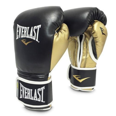 Перчатки тренировочные Everlast Powerlock PU 10oz черный,золотой