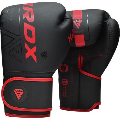 Перчатки тренировочные RDX F6 6oz черный, красный матовый