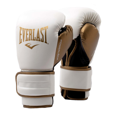 Перчатки тренировочные Everlast Powerlock PU 2 10oz белый/золотой
