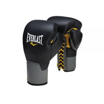 Перчатки тренировочные на шнуровке Everlast Pro Leather Laced 14oz черные