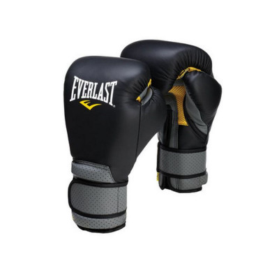 Перчатки тренировочные на липучке Everlast  Pro Leather Strap 20oz черные