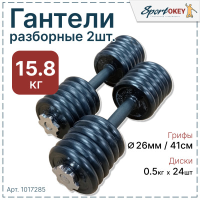 Гантели разборные обрезиненные Lite Weights 15,8кг (2шт х 7,9кг)