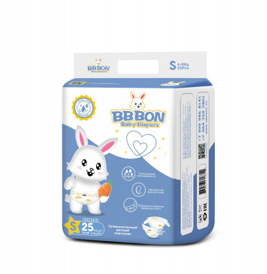 Подгузники детские BB BON Baby Diapers S 4-8 кг