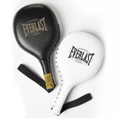 Боксерские лапы-ракетки Everlast 1910 Leather Striking Paddles черные, белые