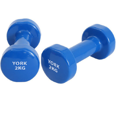 DBY200 Гантель виниловая "York" 2кг (синяя)