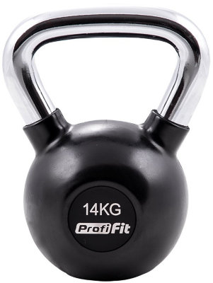 Гиря обрезиненная с хромированной ручкой PROFI-FIT, 14 кг