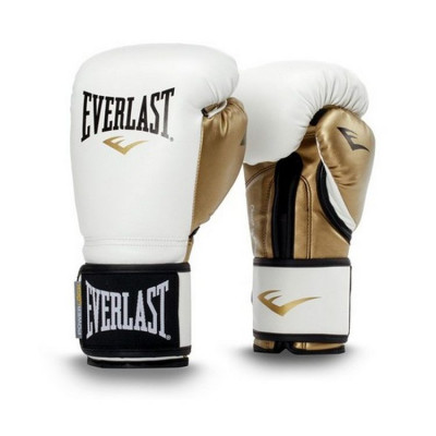Перчатки тренировочные Everlast Powerlock PU 12oz белые/золотые
