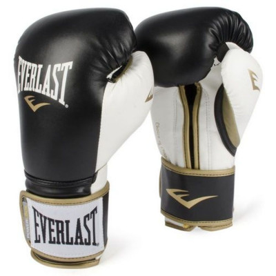Перчатки тренировочные Everlast Powerlock PU 16oz черные/белые