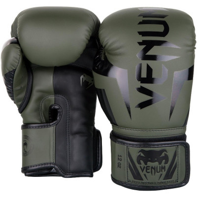 Боксерские перчатки Venum Elite 12oz хаки, черный