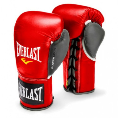 Перчатки боевые Everlast Powerlock 8oz красные/серые