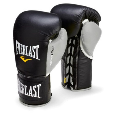 Перчатки боевые Everlast Powerlock 8oz черные/серые
