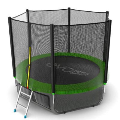 Батут EVO JUMP External 8ft (Green) + Lower net. с внешней сеткой и лестницей, диаметр 8ft (зеленый) + нижняя сеть