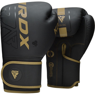 Боксерские перчатки RDX F6 16oz черный/золотой матовый
