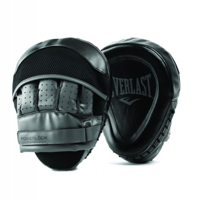 Лапы боксерские Everlast Powerlock черный, серый