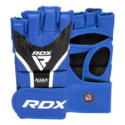 Перчатки для MMA RDX GRAPPLING AURA PLUS T-17, р. XL синий, черный