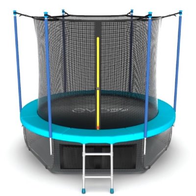 Батут с внутренней сеткой и лестницей, EVO JUMP Internal 10ft (Wave), (морская волна) + нижняя сеть