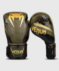 Боксерские перчатки Venum Impact 10oz хаки, золотой