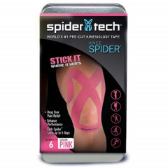 Тейп SpiderTech преднарезанный для коленной части, 6шт. розовый
