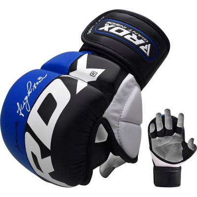 Перчатки тренировочные RDX Grappling T6 PLUS M син.