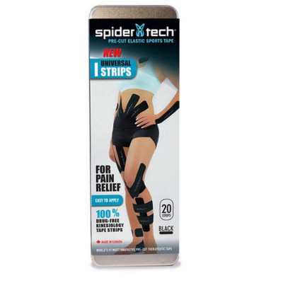 Тейп SpiderTech преднарезанный, 20шт. черный